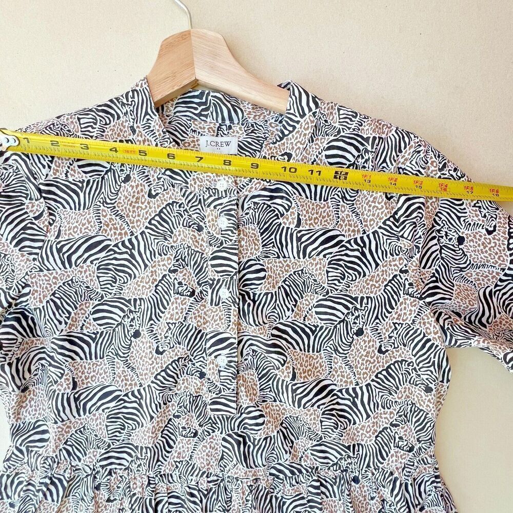 J.Crew Tiered Popover boho chic Black Camel Zebra Animal safari women Dress XS - Picture 8 of 15